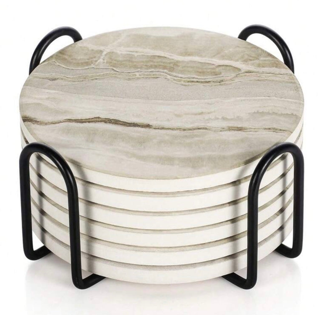 Marble coasters - set of 6