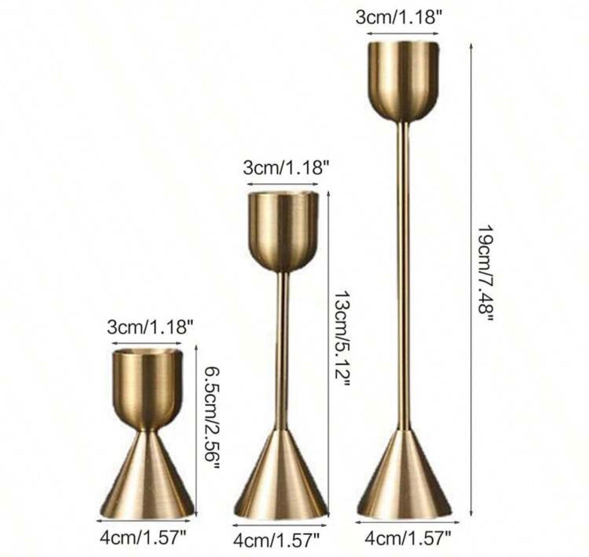 Brushed Brass Hourglass candle holder Set