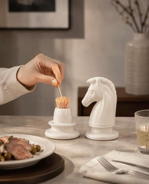 Grandmaster Ceramic Toothpick Holder & Cover