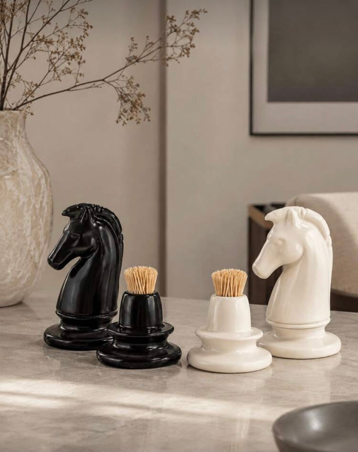 Grandmaster Ceramic Toothpick Holder & Cover